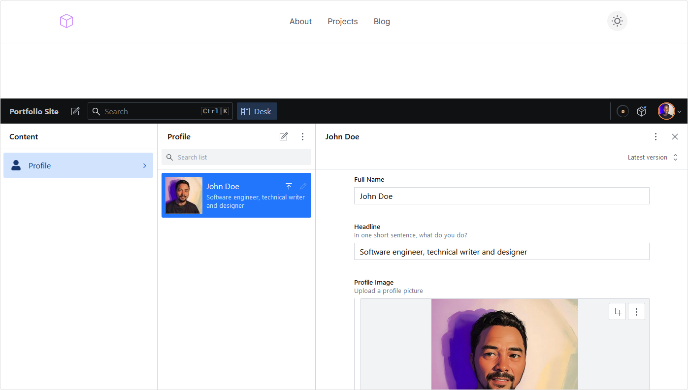 navbar and footer components in studio page