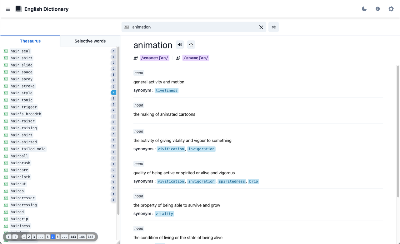 English dictionary web app developed in react.js - made with Sanity.io