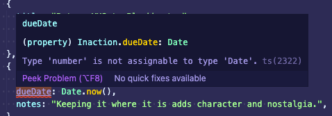 VS Code showing TypeScript error