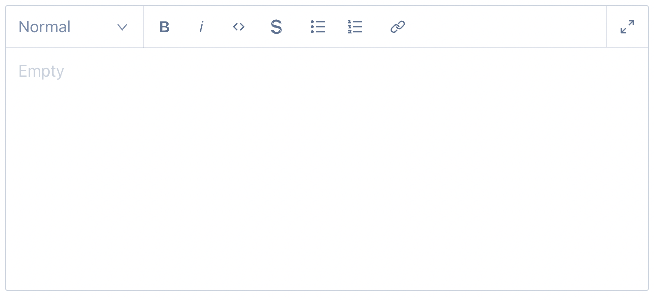 Rich text editor with decorators at the top