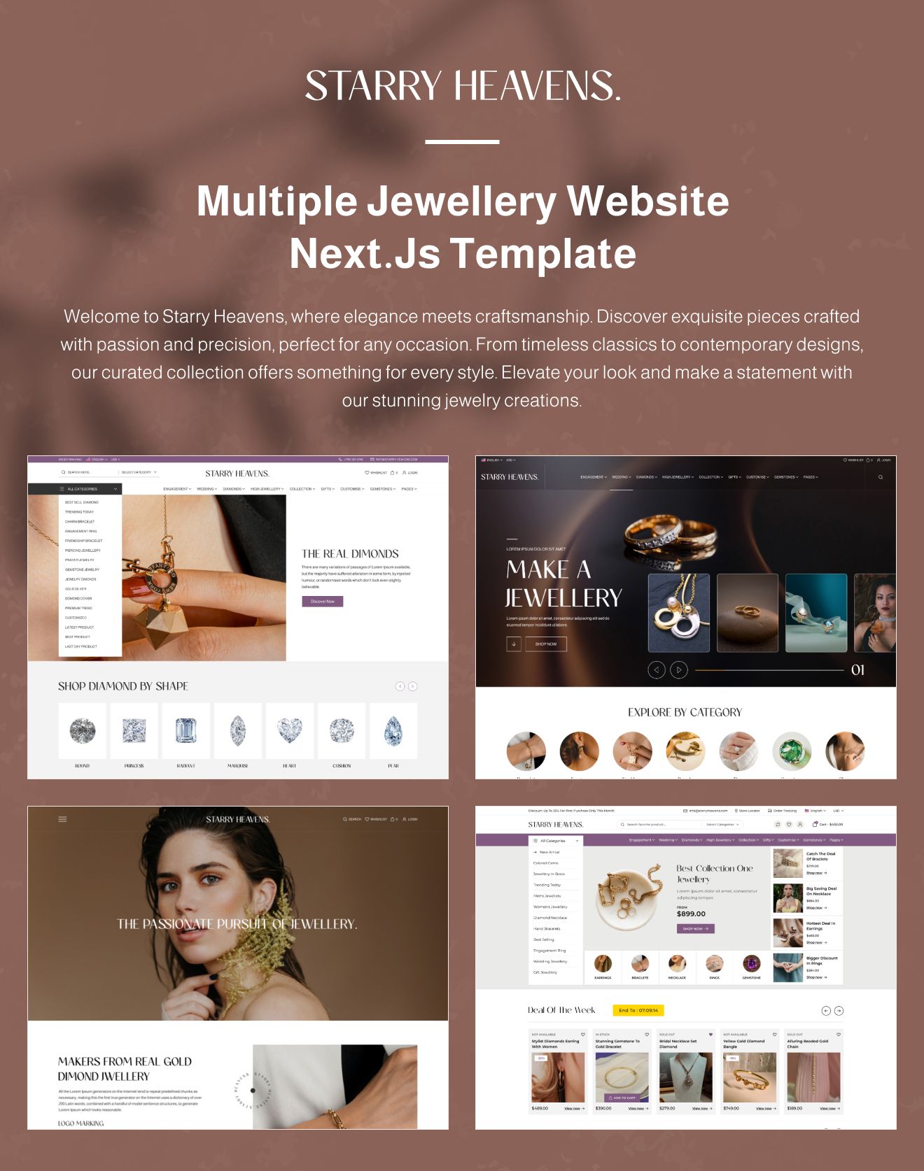 Starry Heavens - Jewelry Ecommerce Website Template Next.js - made with ...