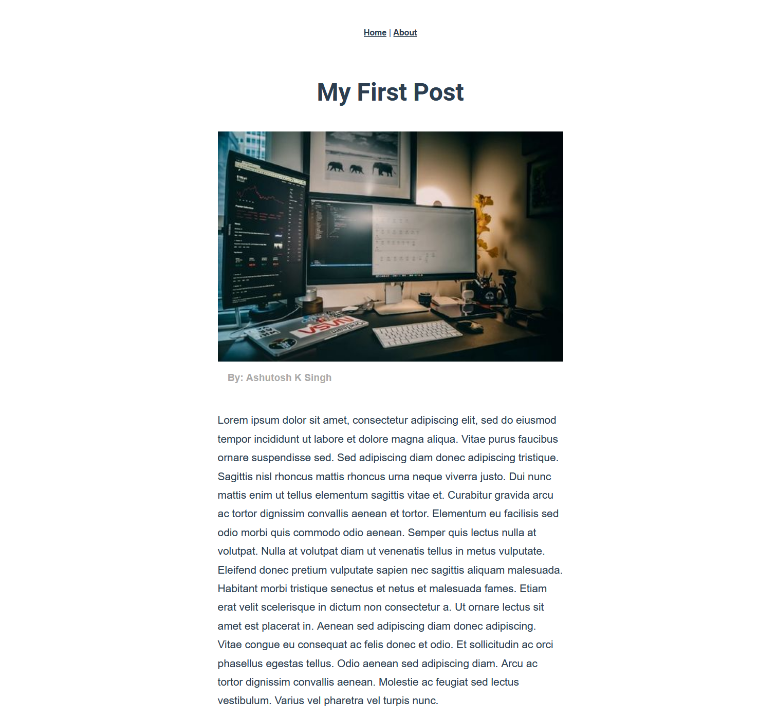 Final view of My First Post in the browser