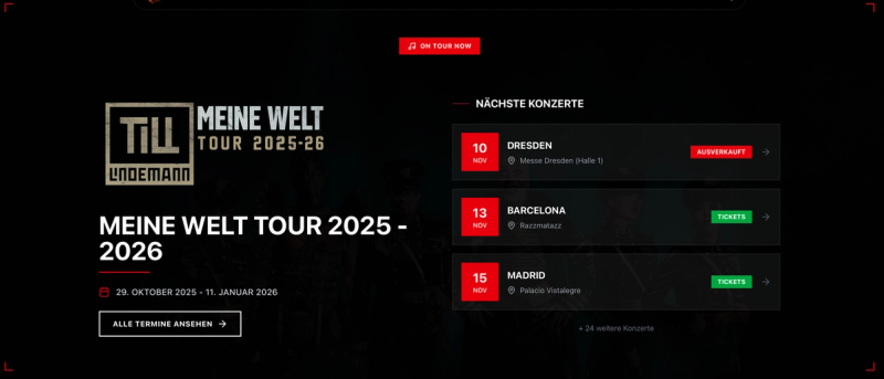 Upcoming Shows Component on the Main- Page