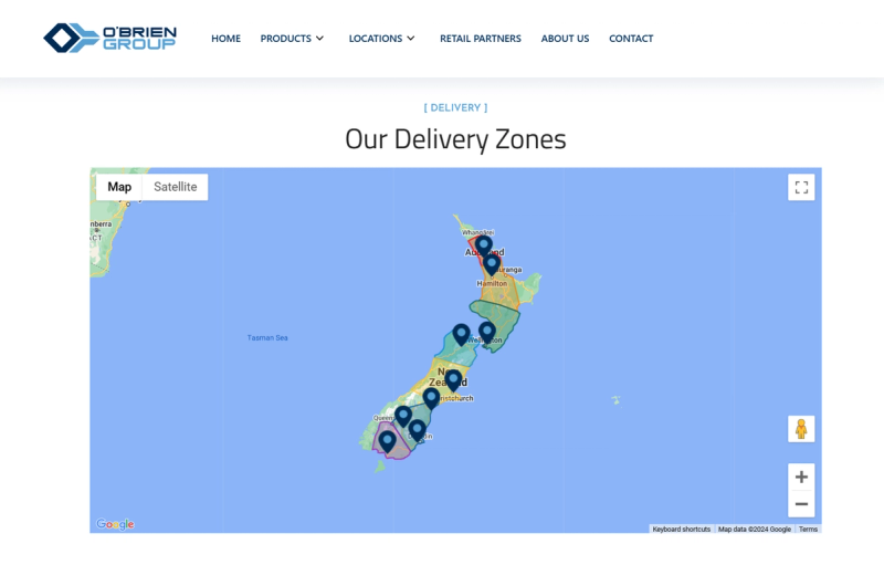 Delivery zones map