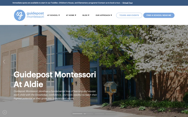 A custom school page for one of their network schools.