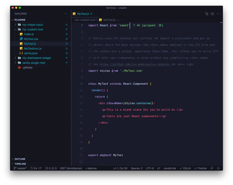 MyTool.js code preview