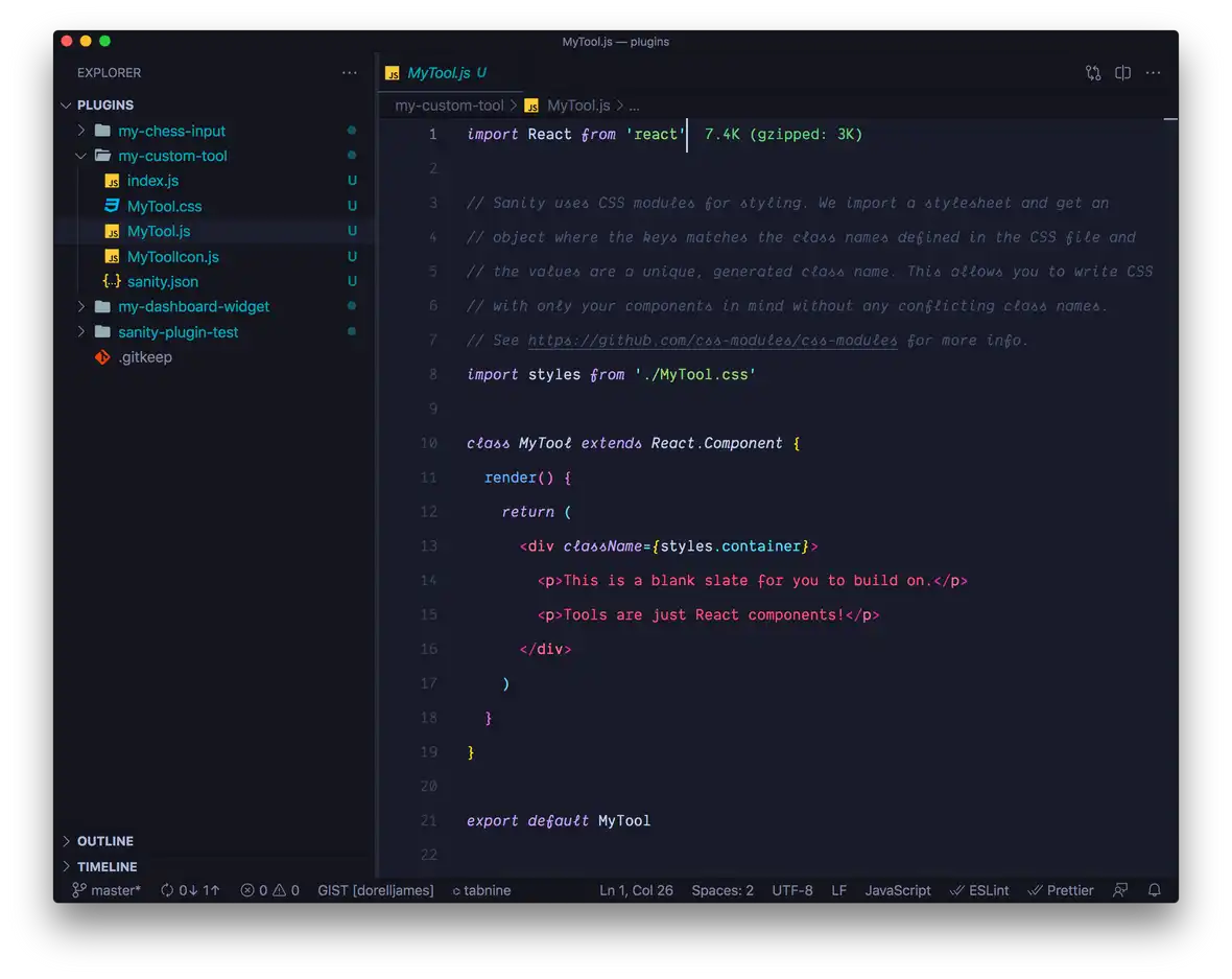 MyTool.js code preview