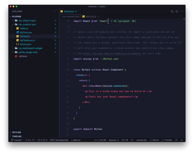 MyTool.js code preview
