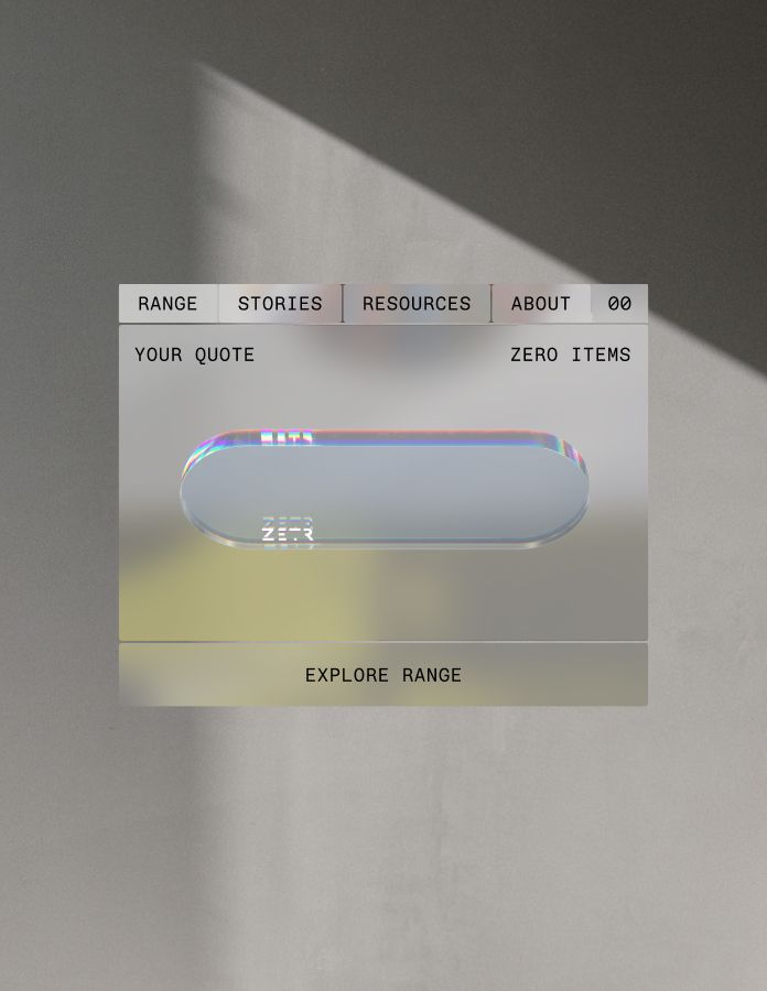 ZETR's "cart" empty state, which creates a Salesforce lead for ZETR's sales team to follow up. It features a 3D spinning asset of a ZETR product.