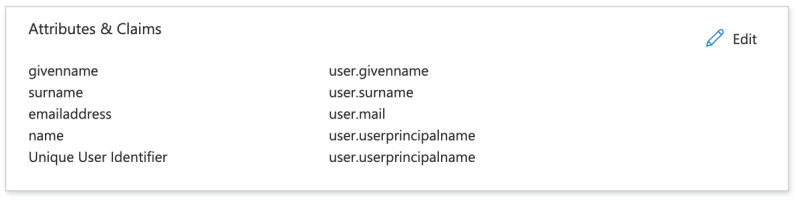 Edit the Attributes & Claims form.