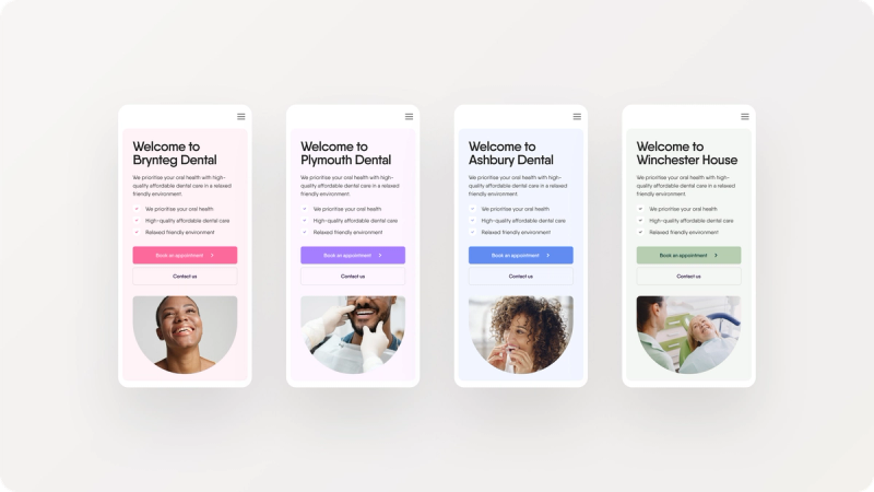 We created a framework that would enable Todays Dental to seamlessly roll out on-brand sites for practices across the group.