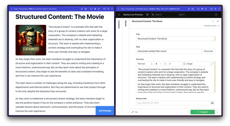 View entire pages before publishing with the Next.js application in preview mode