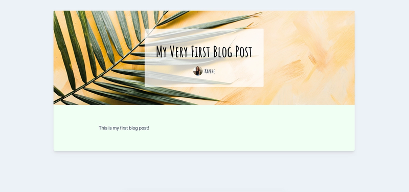 View of OnePost() component with blog post showing