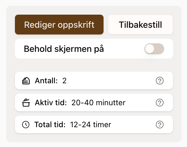 UI for configuring a recipe.