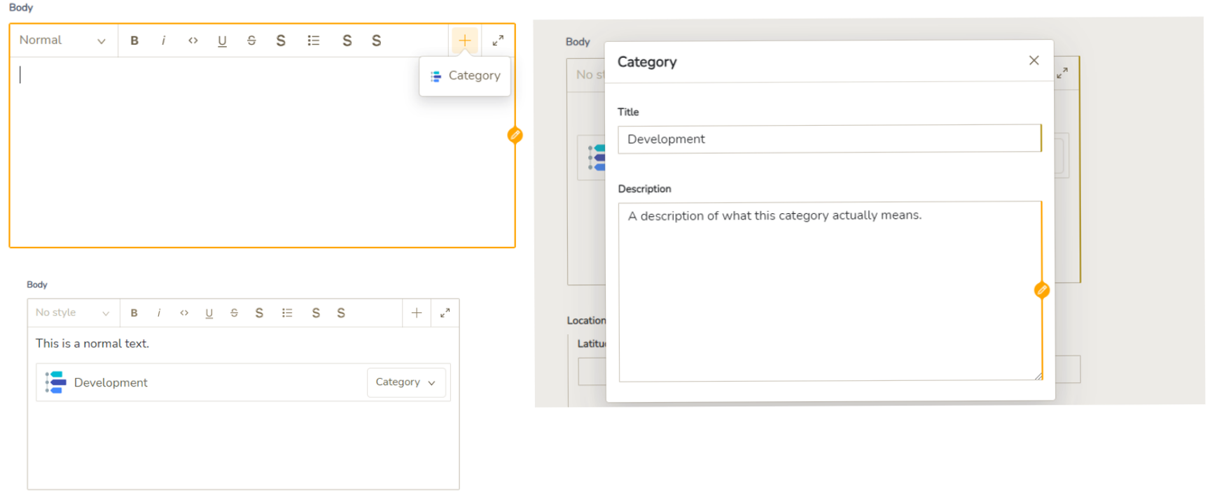 Creating a category object in our Portable Text editor