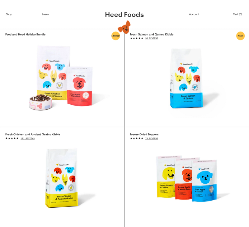 Collections landing page of various products