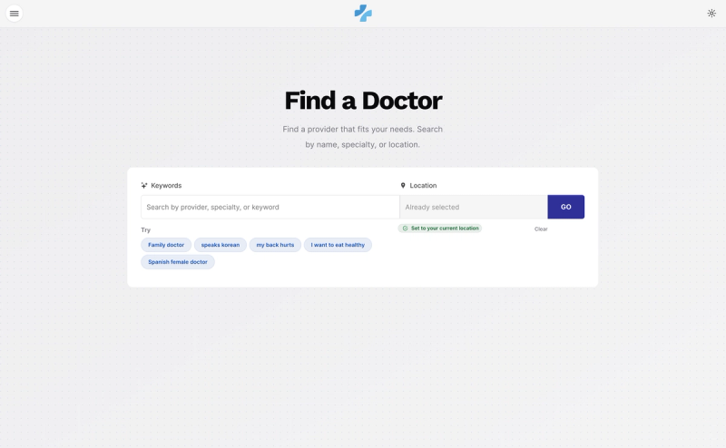 Find A Doctor Search