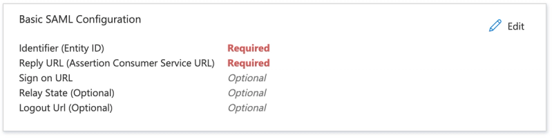 Edit the Basic SAML Configuration form.