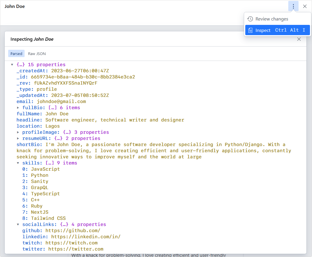Preview of schema document