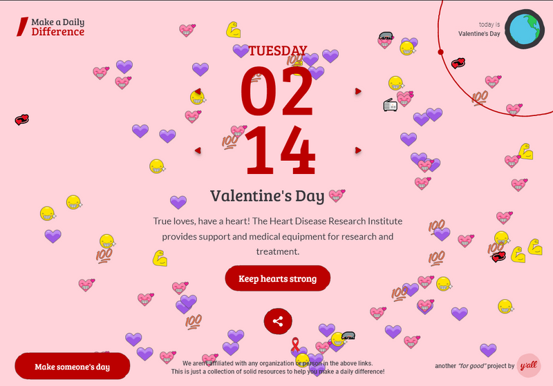 page for valentine's day in pink and red