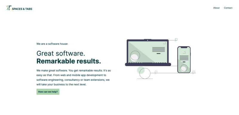 The homepage of Spaces & Tabs website