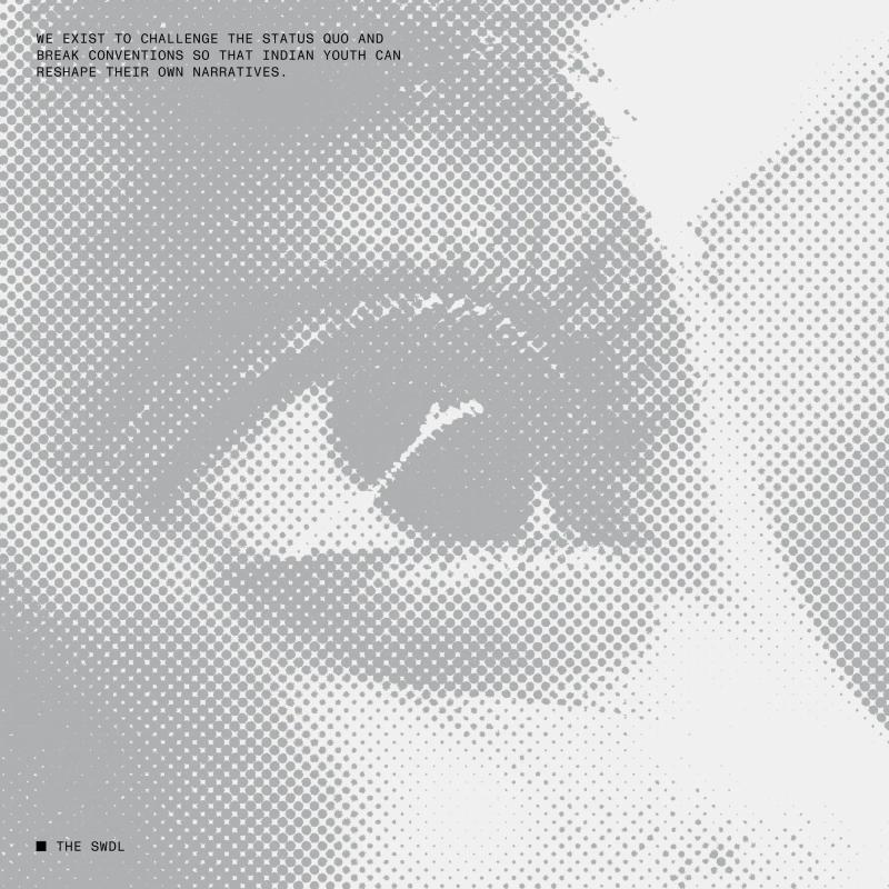 An image of a womans eye, overlaid with The Swaddle brand text