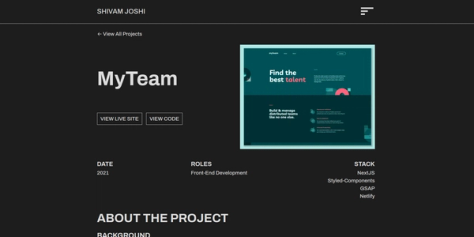 Shivam Joshi Portfolio Website - made with Sanity.io