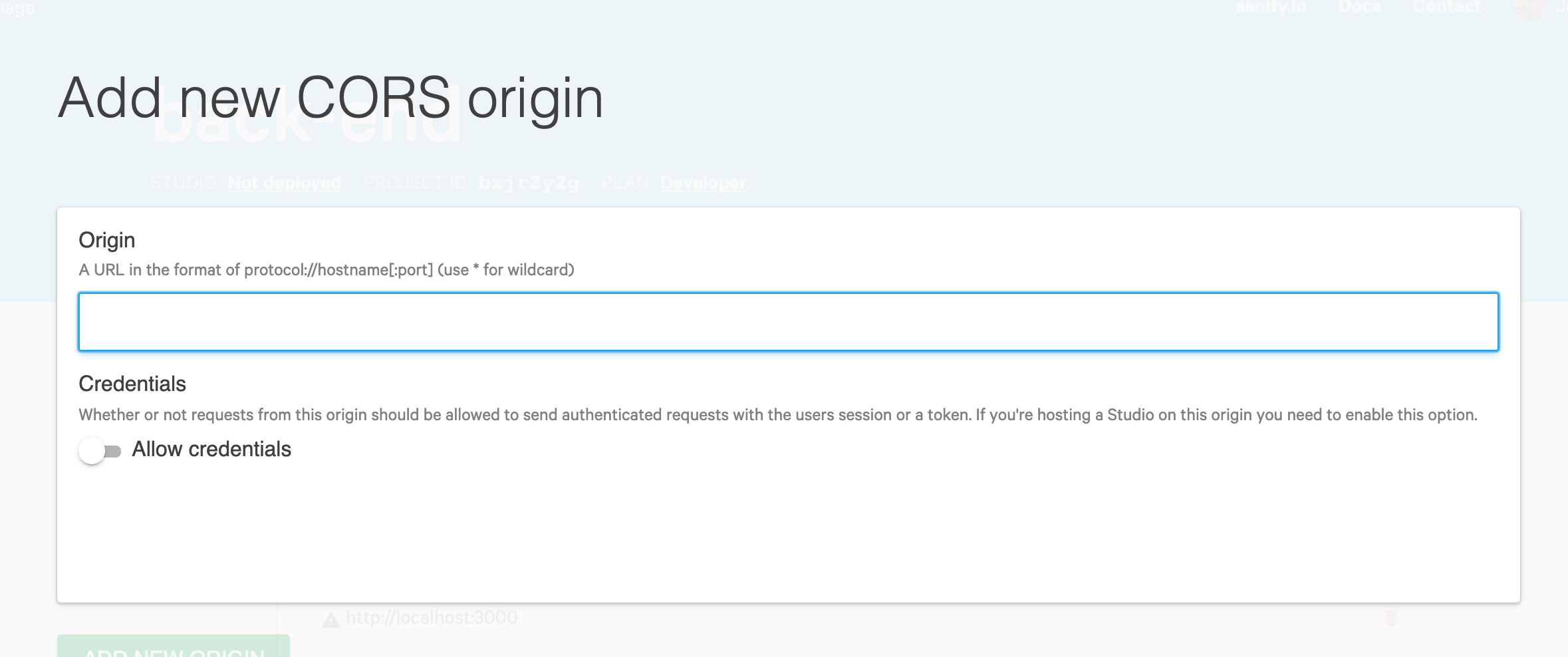 Add new CORS origin