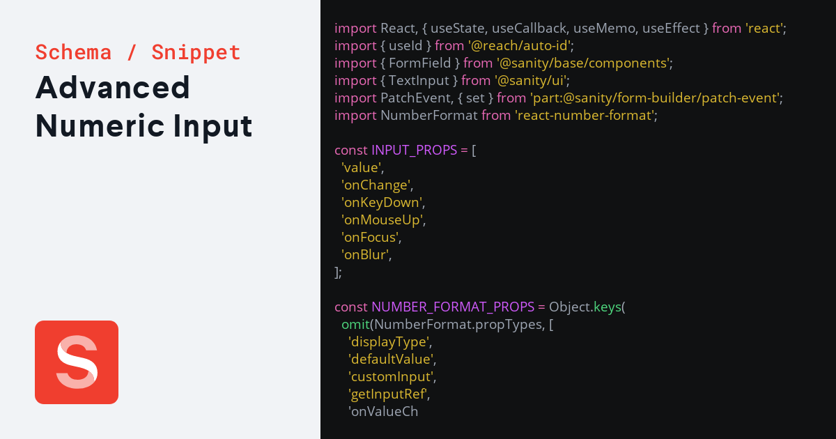 Advanced Numeric Input - Sanity.io Schema