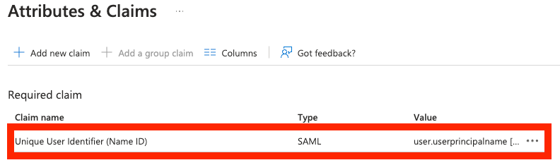 Edit the Unique User Identifier (Name ID) claim.