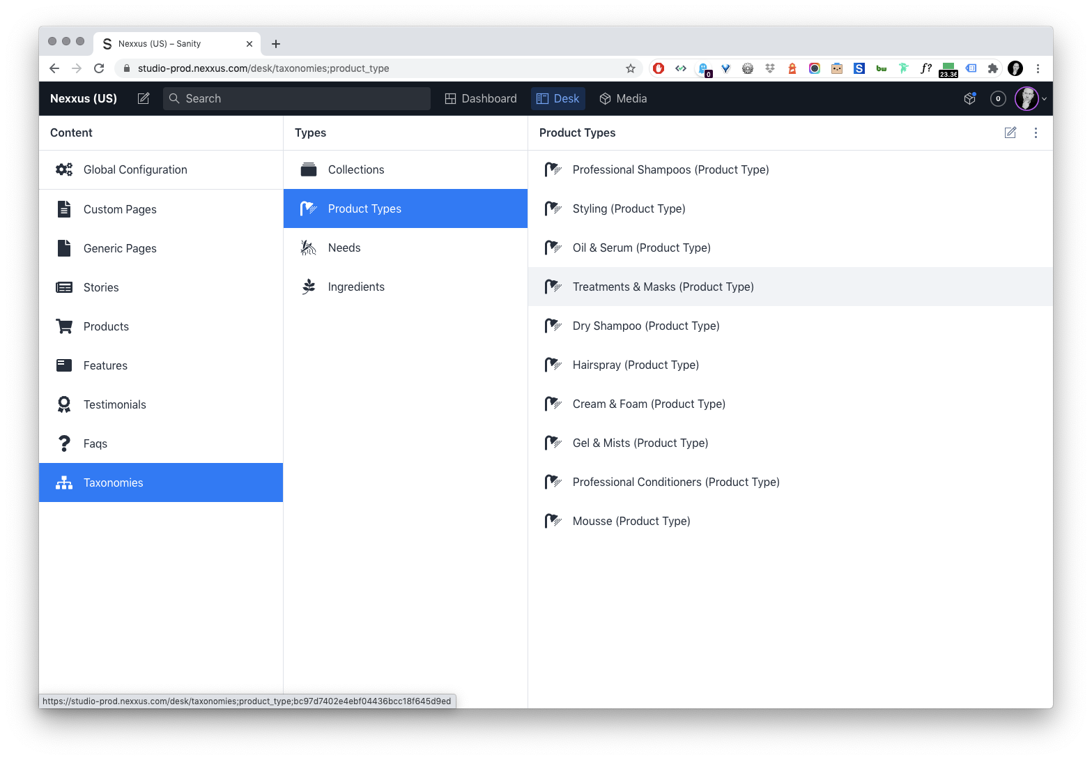 Nexxus Brand site for the U.S. made with Sanity.io