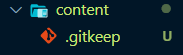 A file inside the content folder titled ".gitkeep".