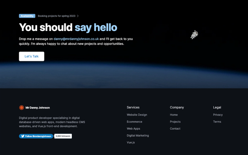 As the user scrolls the website the earth appears to rise with a parallax effect