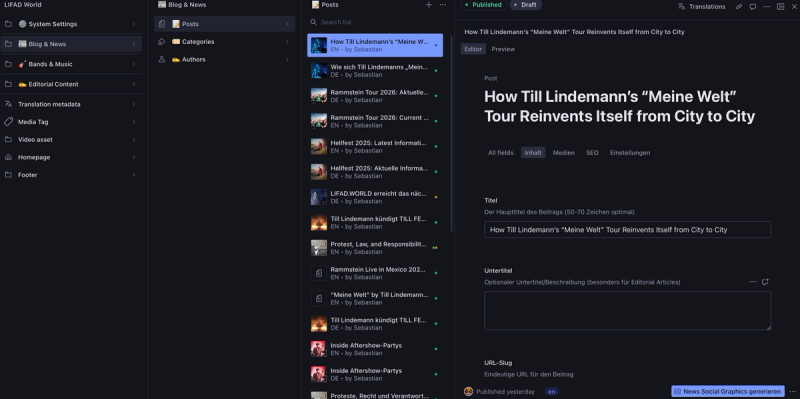 Content editor for News