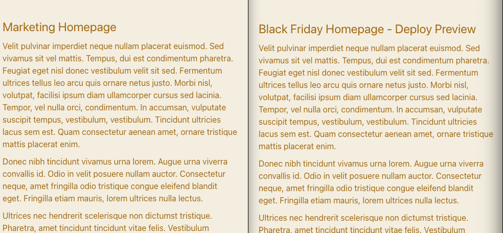 Example of a homepage + staging homepage deployed in a Netlify branch deploy