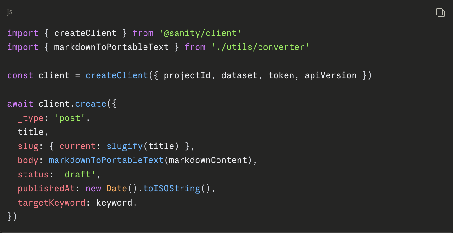 Portable Text and written to Sanity via the client