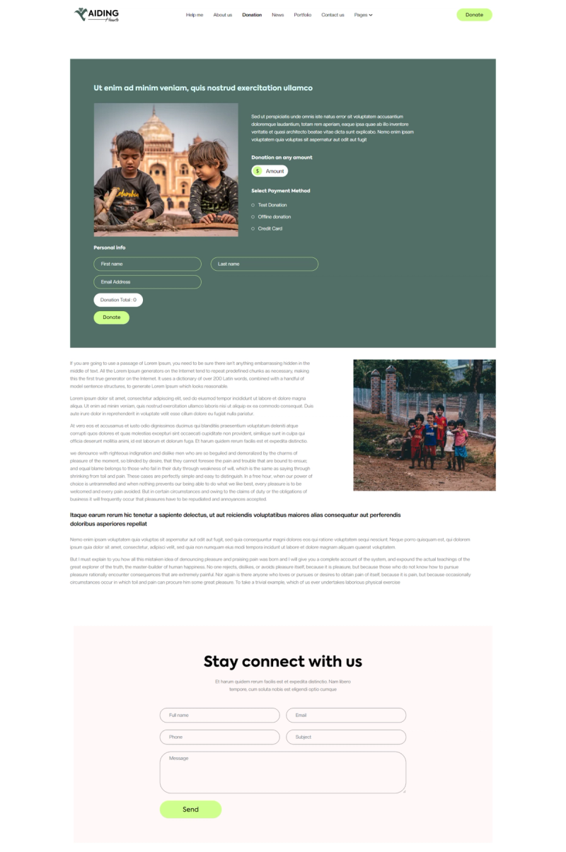 Aiding: donation nonprofit website Next.js template