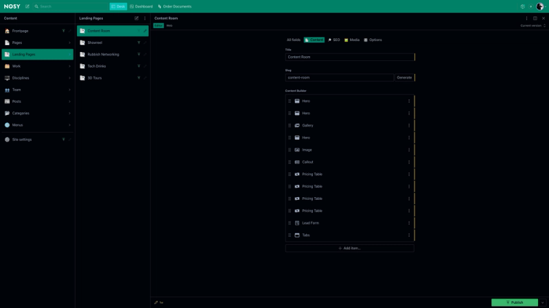 NOSY Sanity Studio - Landing Page Builder