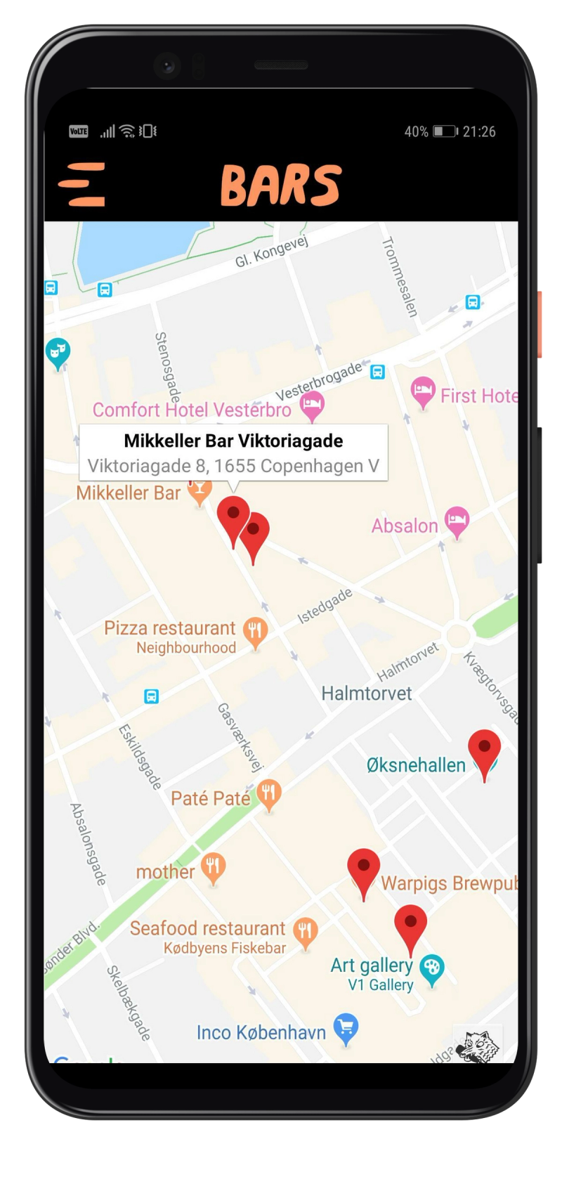 Map showing venues that participates in Mikkeller Beer Week