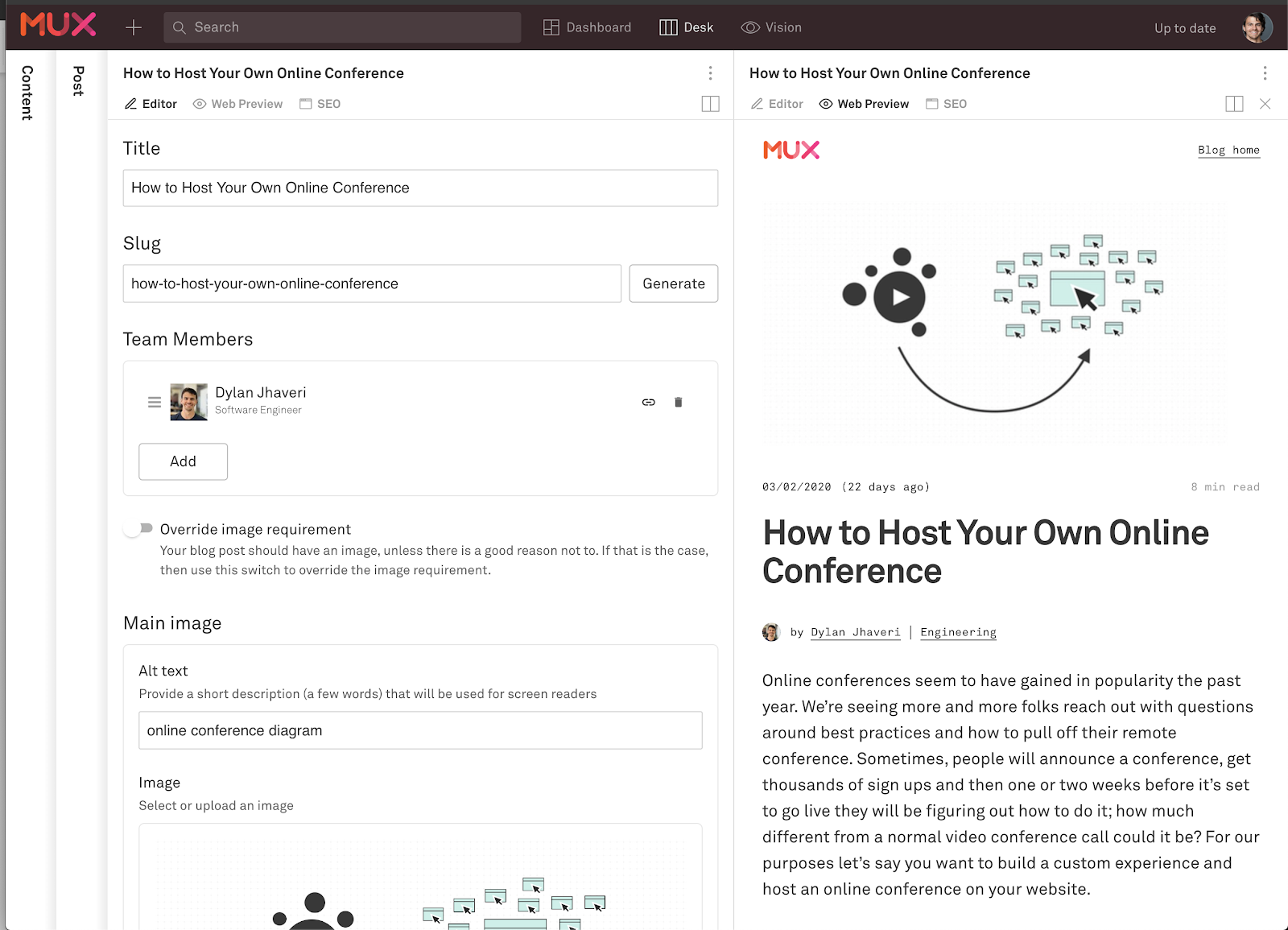 Customized studio with logo and brand colors.