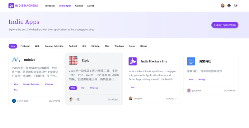 indie apps on indiehackers.site