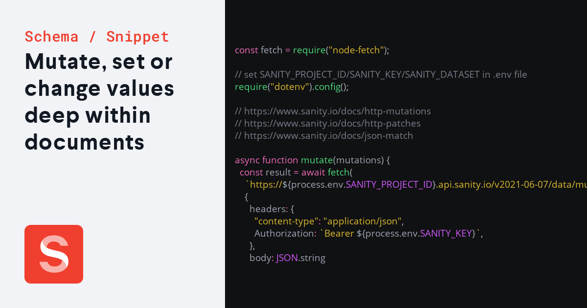 Mutate, Set Or Change Values Deep Within Documents - Sanity.io Schema