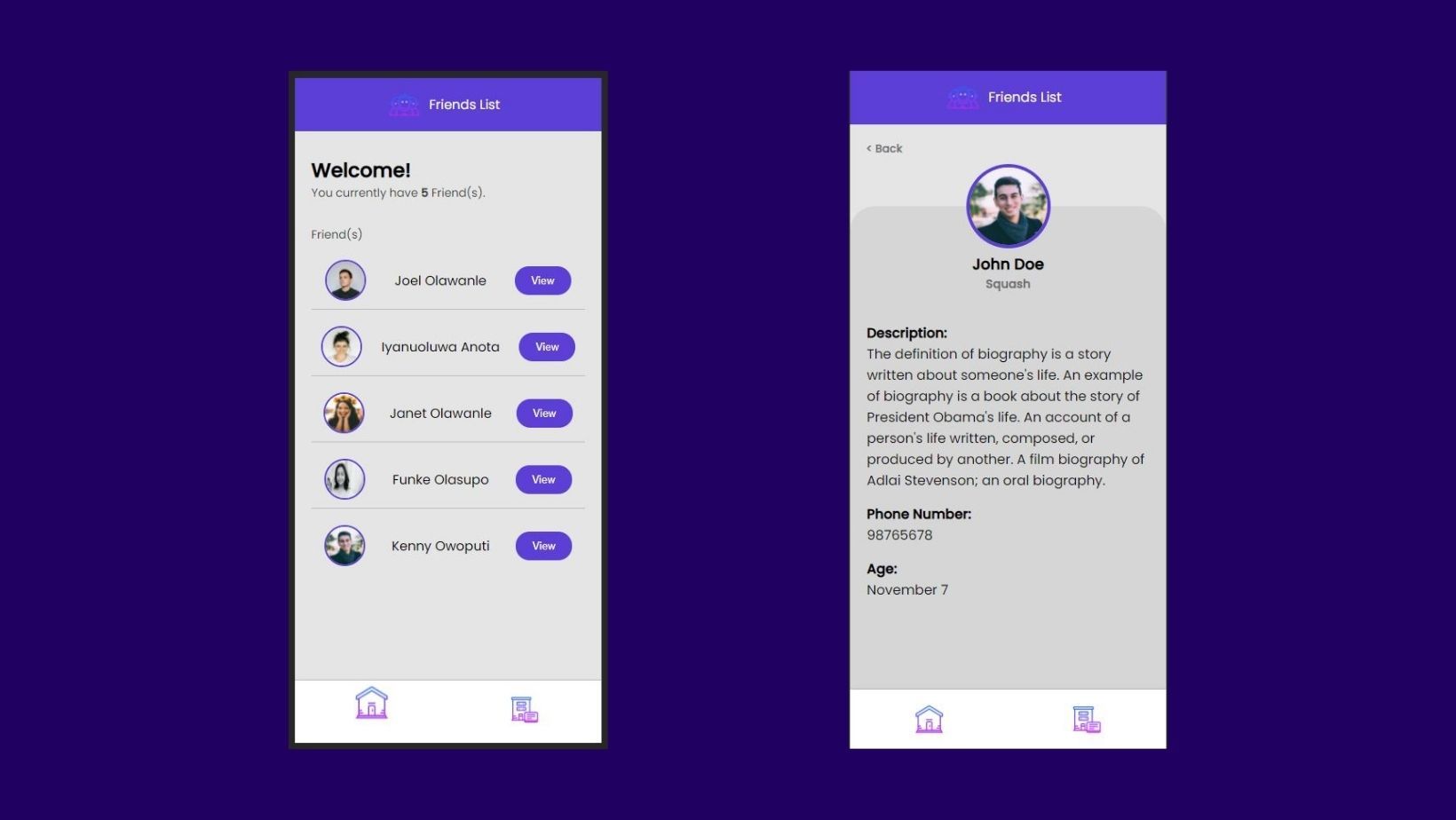 Display of app to be built