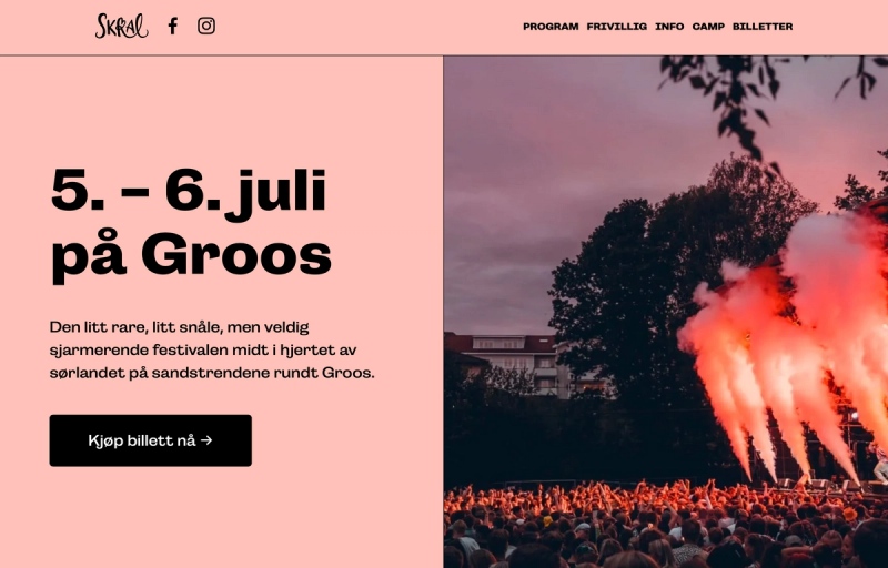 Screenshot of website landing page (in Norwegian)