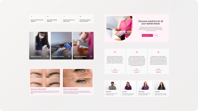 Flexible and reusable components enable the creation of custom pages at practice level consistent with the overall look and feel 