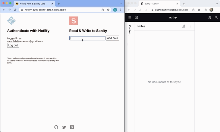Animated gif of a user typing a note.  The note appears in the studio. 