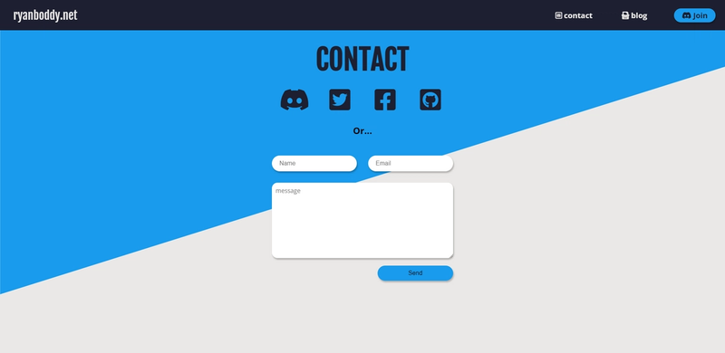 Contact form that uses email-js for instant contact messages