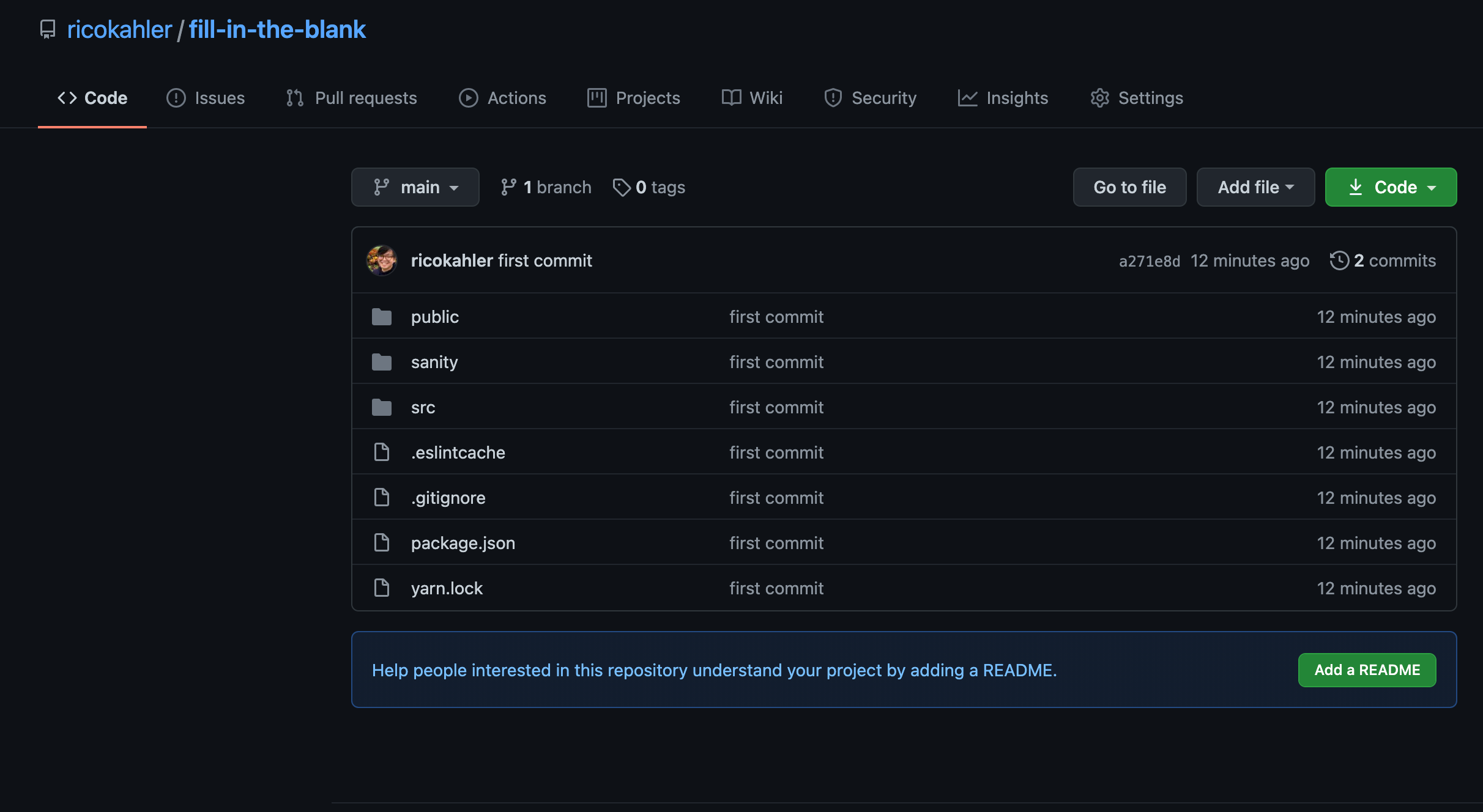 Screenshot of GitHub