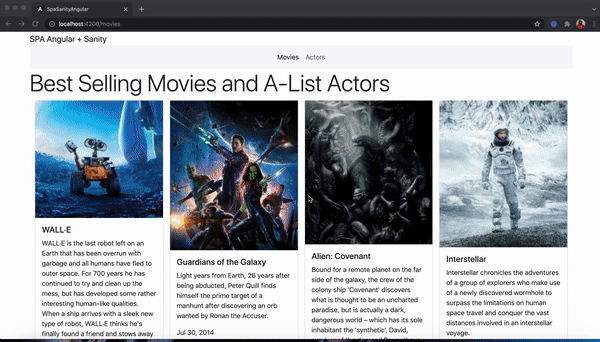 Gif image of the movie app