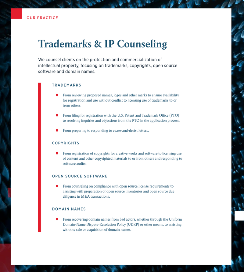 Example of a page detailing law topics handled by this practice. The challenge was the build modularly while still capturing the specific design details for each page.